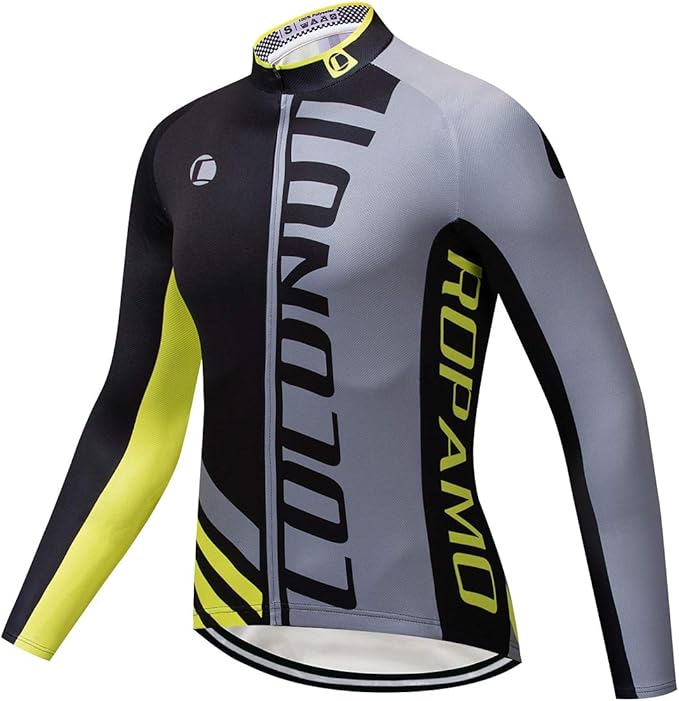 Coconut Ropamo CR Long Sleeve Cycling Jersey Mens, 3+1 Zipper Pockets Bicycle Tops Quick Dry Breathable Biking Shirt