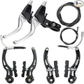 Lomodo 6-Piece Bicycle Brake Accessory Set Including Aluminium Alloy Brake Levers and V-Brake Sets for Mountain/Road/MTB Bike (Silver, 2.2cm Diameter)