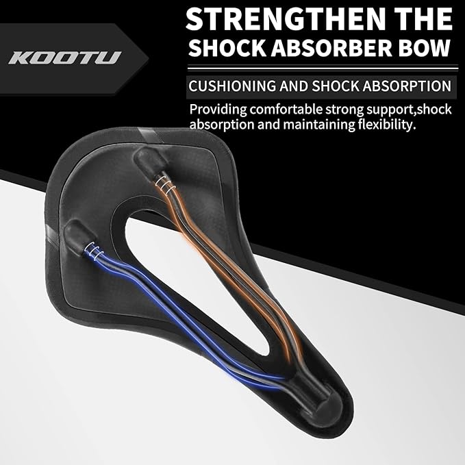 KOOTU Road Bike Saddle, Comfortable Waterproof Bicycle Seat for Men and Women, Breathable Shock-Absorbing Bike Seat for MTB, Road Bikes, BMX & Exercise