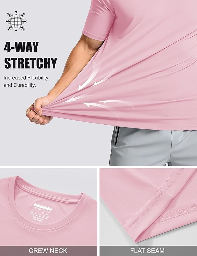 MAGCOMSEN Men's Short Sleeve UPF 50+ T-Shirt Quick Dry Workout Athletic Running Swim Tops Tee Rash Guard Performance Shirts