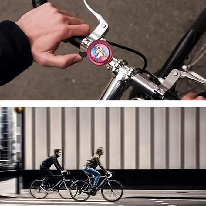 Pink Unicorn Bike Bell for Kids Girls Boys,Adjustable Size Bicycle Bell Bike Accessories for Adult Women Men Clear Sound Bike Horns