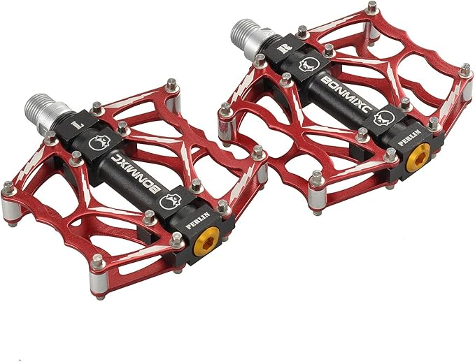 Bike Pedals 9/16" Skull Pattern Mountain Bike Pedals Sealed Bearing Bicycle Pedals Aluminum Alloy Flat Road Bike Pedals