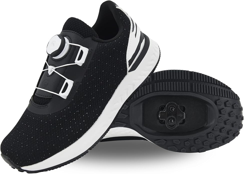 Tommaso Women's Cycling Shoes with Pre-Installed SPD Cleats — Easy to Walk-in Ventilated SPD Cycling Shoes for Women's Spin Classes and Indoor Bikes — Comfortable on Foot and Toebox.
