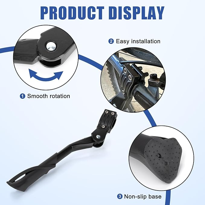 E Bike Kickstand for Adult Bikes, PSLER Adjustable Ebike Kickstand Heavy Duty Antislip Bike Kick Stand for 24"-29" Electric Bike Road Bike Adult Bikes Mountain Bike