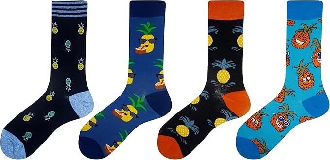 Cansok Men's 2/4 Packs Fun Crazy Novelty Dress Crew Socks