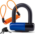 Anti Theft Motorcycle Disc Lock - Heavy Duty Bike Lock with Reminder Cable & Carry Pouch - Universal Fit Disc Brake Lock for Motorbikes, Scooters, and Mopeds (Blue)