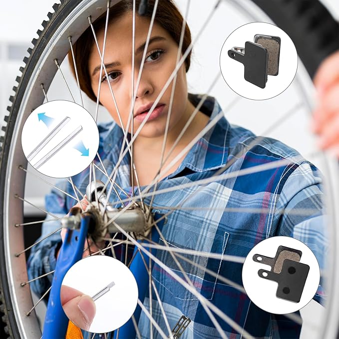 8 Pairs Bike Brake Pads,Disc Brake Pads,High-Performance Brake Pads Compatible with TRP Tektro Shimano Deore Br,Bike Disc Brakes,Semi-Metallic&Resin, with 3 Installation Tools