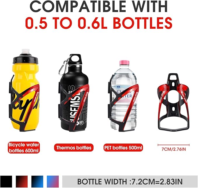 Bike Water Bottle Cage, Durable Ultralight Plastic Water Drink Holder Rack, Lightweight PC Water Bottle Holder for Bicycle, Cycling Bottle Holder Cages for MTB, Road Bike, Mountain Bikes (D)