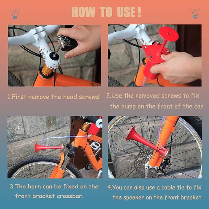 Bike Horn, Metal Classic Air Horns Loud Sounds Bicycle Horn,Bicycle Accessories， for Any Vehicles as Golf Carts, Boats, RV's, Bicycles, Motorcycles