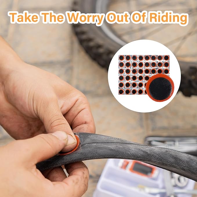 96 Pcs Bike Bicycle Tire Patches, Not Self Adhesive Rubber Patch, Outdoor Cycling Bicycle Tire Tool, Bicycle Inner Tube Puncture Patch for All Inflatable Inner Tubes in Road Emergency