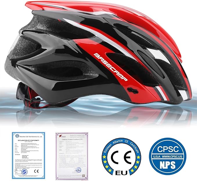 Basecamp Bike Helmet for Women Men with LED Safety Light Removable Sun Visor Lightweight Bicycle Helmet Adjustable Breathable Mountain & Road Cycling Helmets for Adult