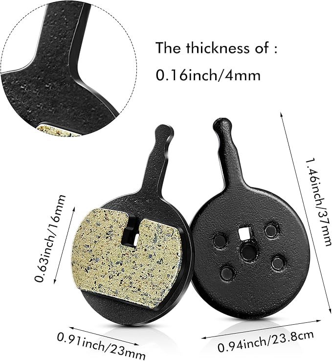 Boao 4 Pairs Bicycle Bike Disc Brake Pads Compatible with Avid Mechanical BB5, CSC, Kingdom, Promax DC 710, 720, 913, Decipher, Dualtron Ultra, DSK Series, 300,300R, 310, 330, 330R, Render-R ((Resin)