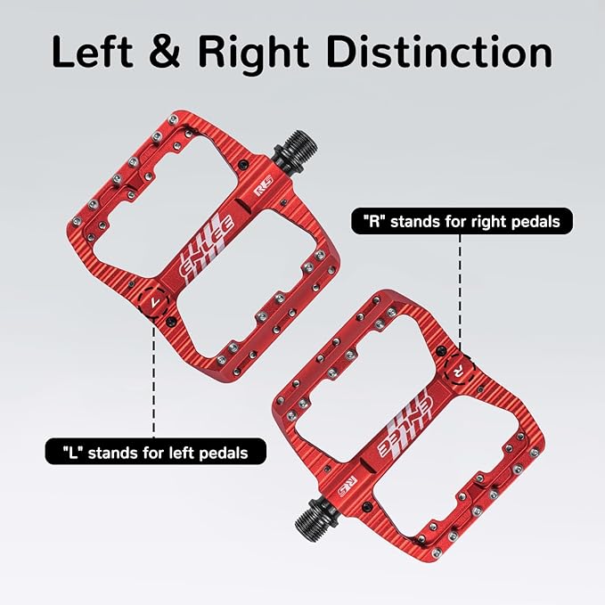 ENLEE Mountain Bike Pedals Flat, 3 Sealed Bearing Lightweight Aluminum Metal Bike Pedals 9/16", Waterproof MTB Pedals Flat with Removable Anti-Skid Nails for Adult Mountain Road BMX Bike