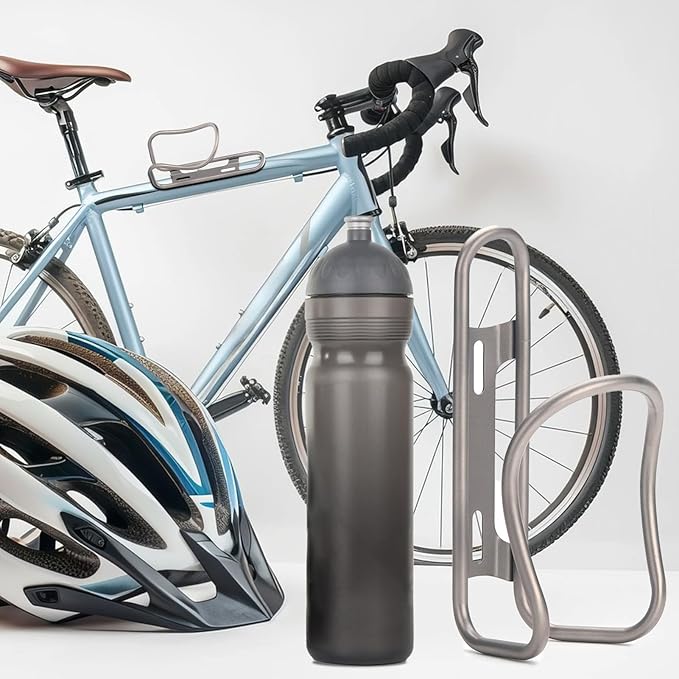 Bike Water Bottle Holder, Lightweight Titanium Alloy Bicycle Mount Cage Rack, Easy Installation, Universal Water Bottle Cage for Road, Mountain Bikes (A)