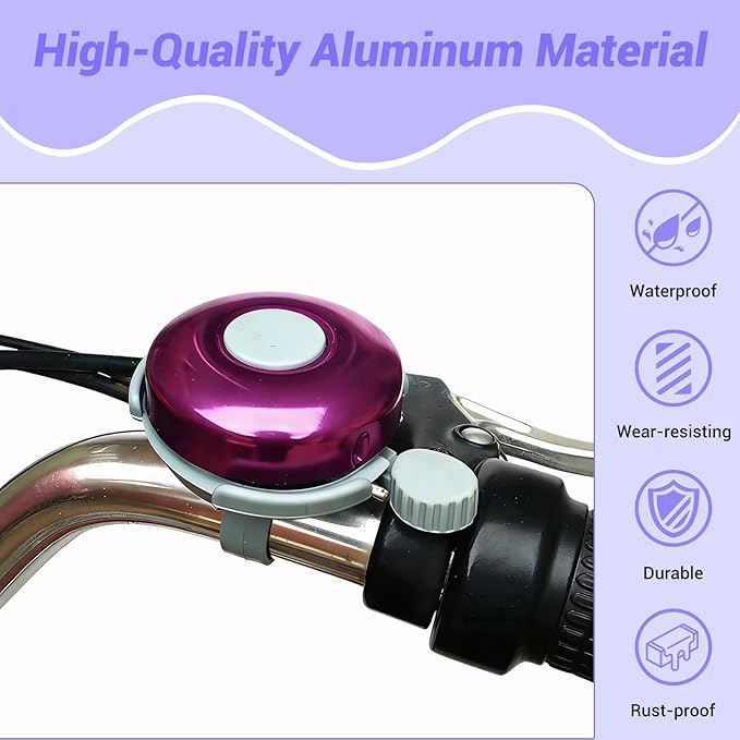 Classic Bike Bell and 1 Pair Colorful Bike Streamers Tassels, Aluminum Bicycle Bell Crisp Sound, Rainbow Tassel Ribbons for Girls Kids Adults Scooter Handlebar Bike Accessories