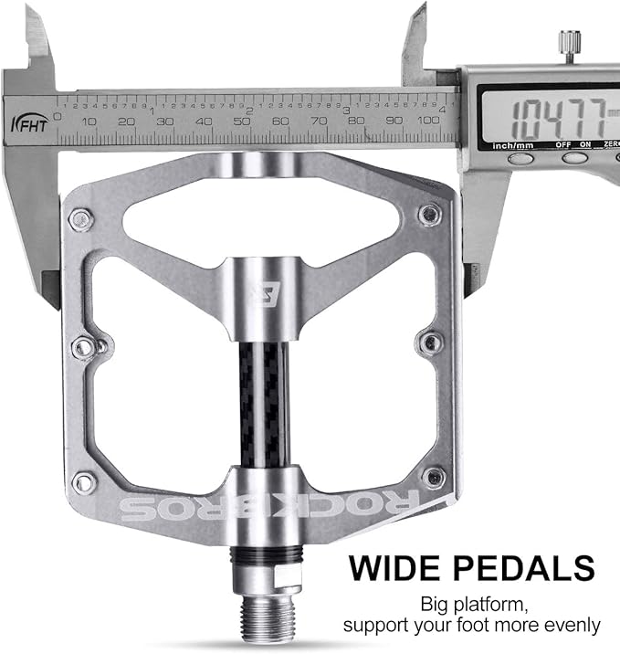 Rock BROS Mountain Bike Pedals Flat Bicycle Pedals 9/16 Lightweight Road Bike Pedals Carbon Fiber Sealed Bearing Flat Pedals for MTB
