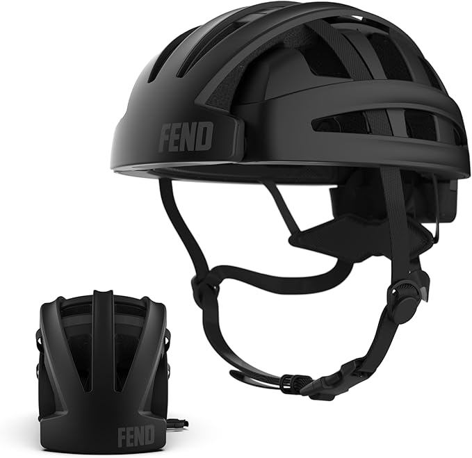 FEND One Foldable Bike Helmet – Patented Smart-Fold 50% Compact Design, Award-Winning Safety CPSC/EN1078 Certified, for Adults, Commuters, E-Bikes, Scooters