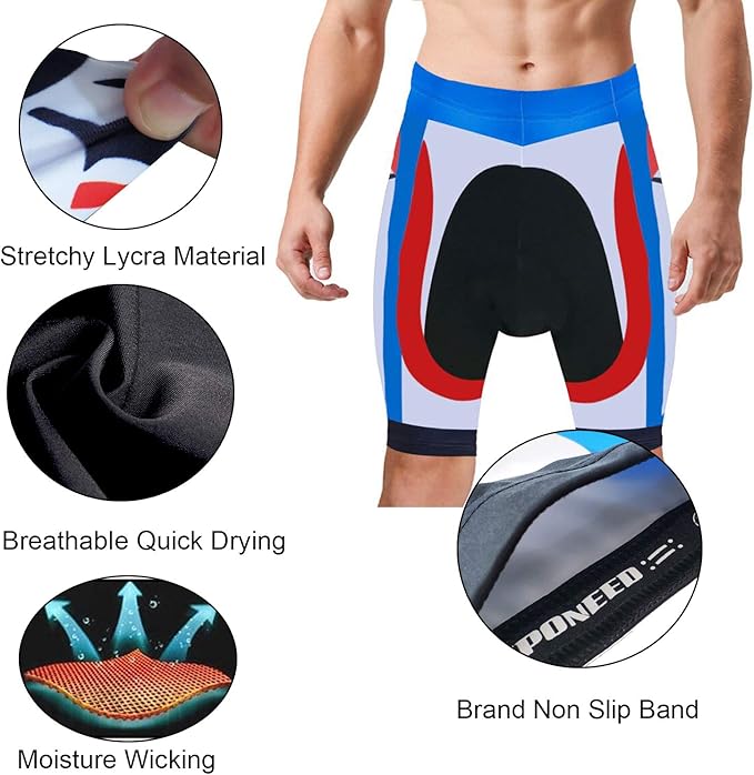 sponeed Men's Cycling Padded Shorts Men Bike Short Pants Cycle Spandex Tights Biking Wear