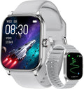 Smart Watch for Women Men with Text and Call, Smartwatches with Heart Rate/SpO2/Sleep/Stress Monitor, 100+ Sports Modes, Fitness Watches Compatible with iOS/Android (Silver, 1.96")