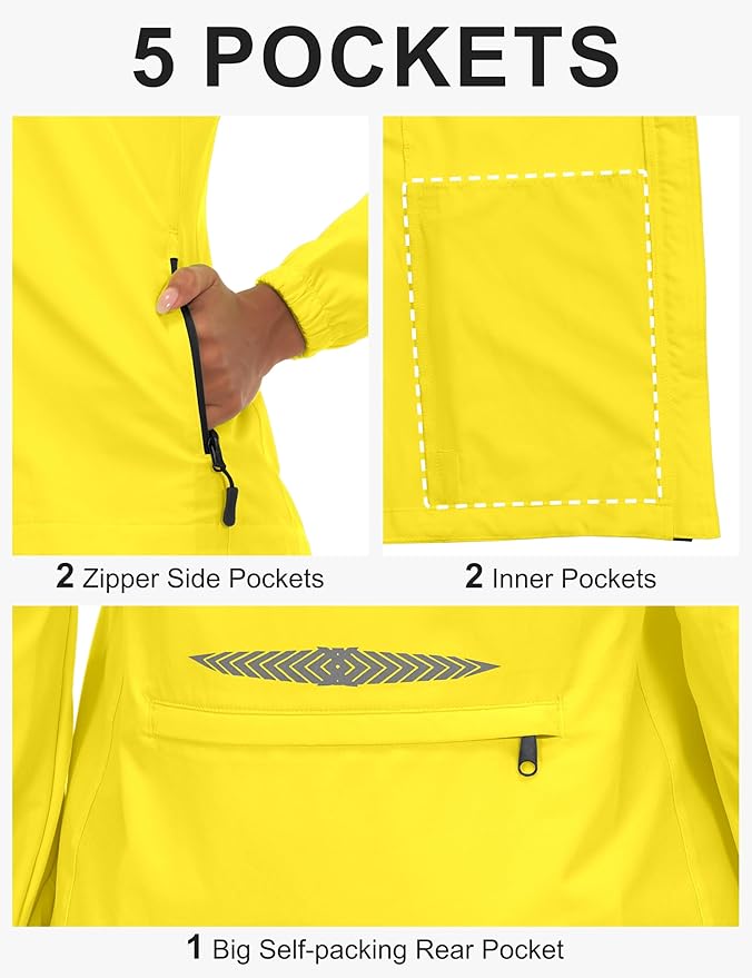Little Donkey Andy Women's Lightweight Waterproof Cycling Jacket with Removable Sleeves for Biking Running Golf