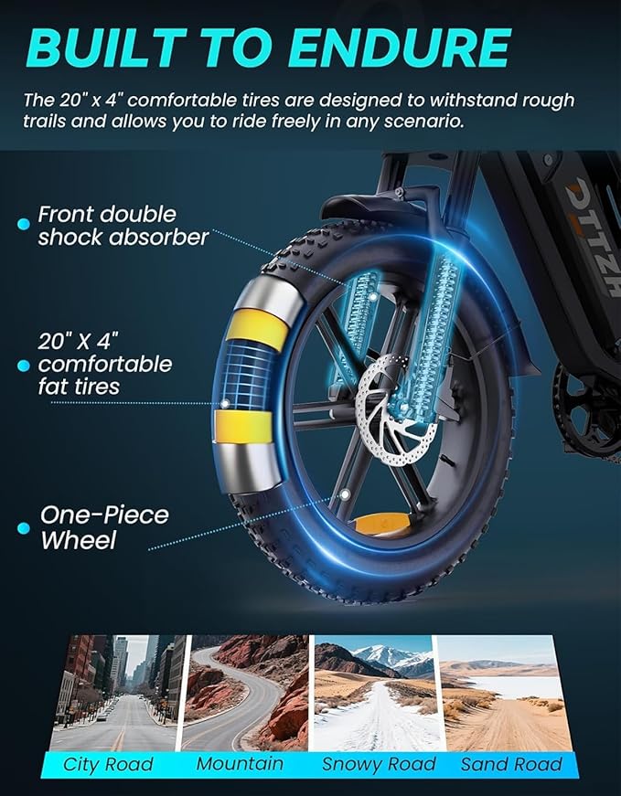 F6/F6S/F6PRO Electric Bike for Adults with NFC & Password Unlock, 4000/2000/1500W, 50/40/33MPH, 60V 30Ah, 48V 15/25Ah E-Bike, 100-60 Miles Electric Motorcycle, 20" Fat Tire Electric Dirt Bike