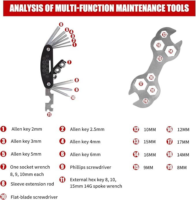 Complete Bike Brakes Set，Inner and Outer Callipers Cables Lever Kit ，Universal Bike Front and Rear MTB Brake with Multi-Tool Wrenches Black White