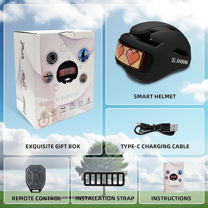 Smart Bike Helmet with Light: Bicycle Helmets for Adult Teens for Mountain & Road Cycling Electric Scooter Skateboard Skating