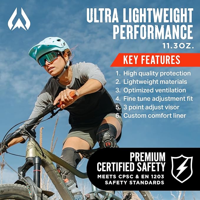 Wildhorn Corvair Mountain Bike Helmet for Men and Women with Maximum Venting, FTA fit System & Adjustable Visor. Adjustable Sizing Adult Bike Helmets for Women and Men. Stylish All Around MTB Helmet
