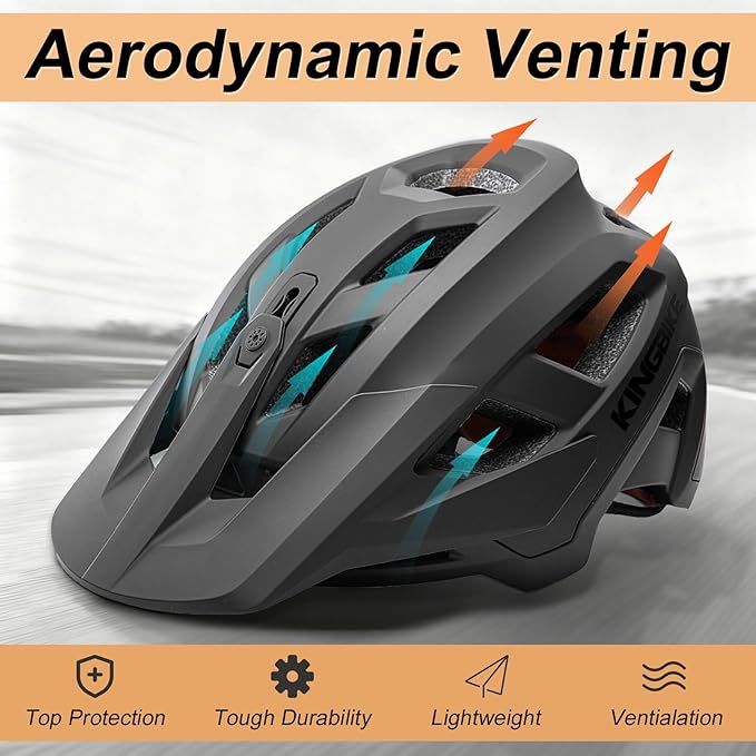 KINGBIKE NTA-8776 Mountain Bike Helmet Professional Ebike Helmets with 3-Level Adjustable Visor & Camera Mount E-MTB Helmet for Adults Men Women Youth E-Bike Safety Certified