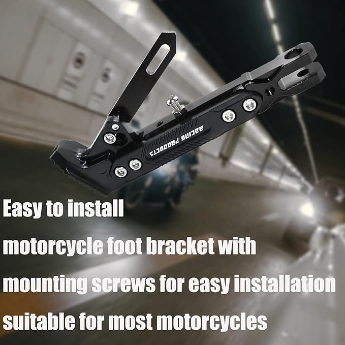 Universal Motorcycle Kickstand Accessories Motor Scooter Modified CNC Aluminum Alloy Adjustable Tripod Holder Kickstand Foot Side Support Stand Motor Scooter Motorbike Motocross Dit Pit Bike