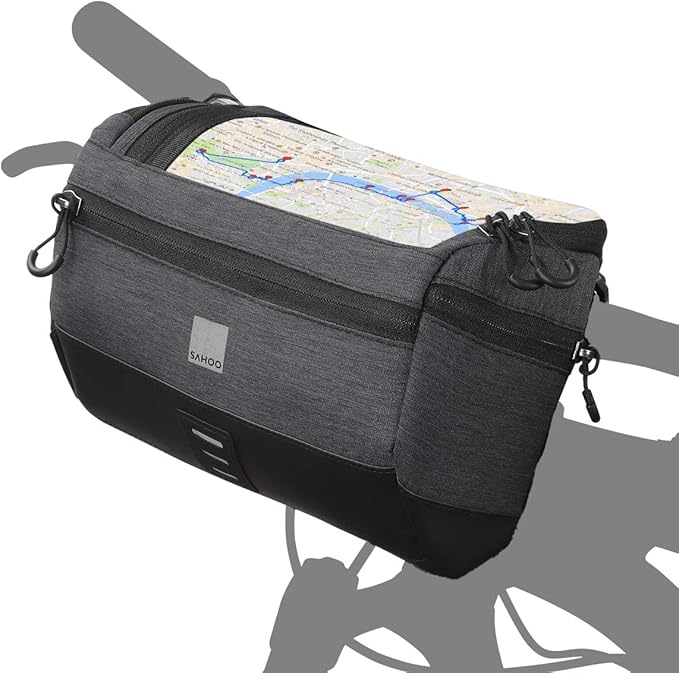 Roswheel Essentials Series Bike Handlebar Bag Bicycle Basket Pack with Map Holder/Phone Pouch, Black