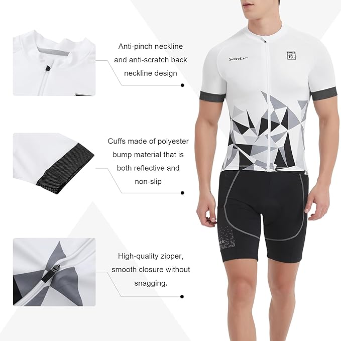 Santic Men’s Cycling Jersey Short Sleeve Bike Shirts for Men Bicycle Jacket with Pockets Breathable & Quick Dry Yorkson