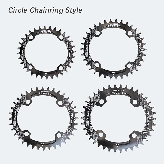 DJC Bike Chainring 104BCD Round/Oval 30t 32t 34t 36t 38t 40t 42t 44t 46t 48t 50t 52t Tooth Narrow Wide 7/8/9/10/11/12 Speed Ultralight MTB Mountain Bike 104 BCD Chainwheel
