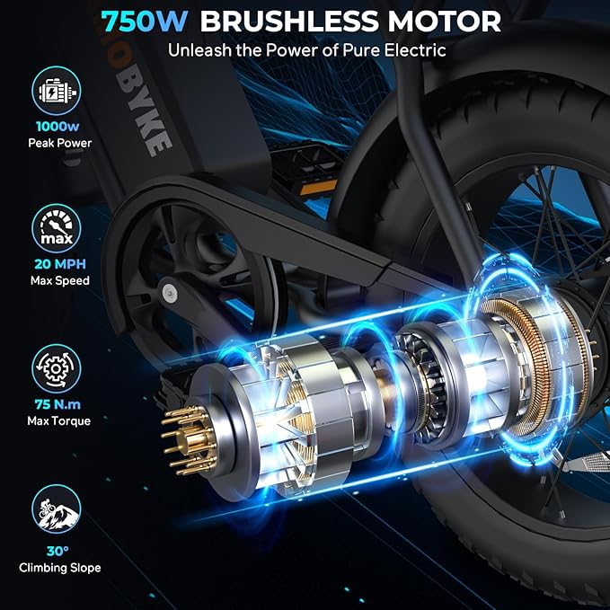T63 Multi-Color Electric Bike for Adults & Teens, 1000W Peak Motor, 20MPH 468Wh Remove Battery,20"x4"Fat Tire Ebike, Moped Style Comfortable Electric Bikes,Long Seat E Bikes for All-Terrain