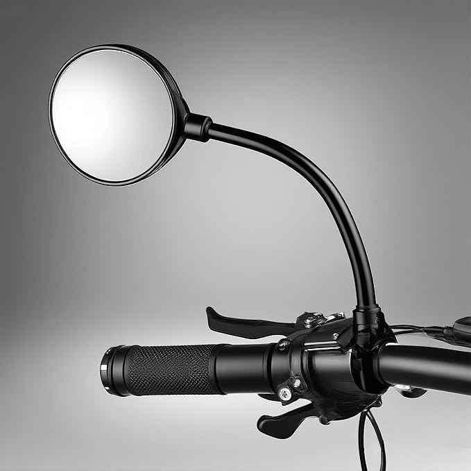 Bike Handlebar Mirror Adjustable Rear View – Bicycle Rearview Mirror with Tool Free Clamp for 22–32mm Handlebars, Wide Angle Cycling Mirror for E Bike Scooter