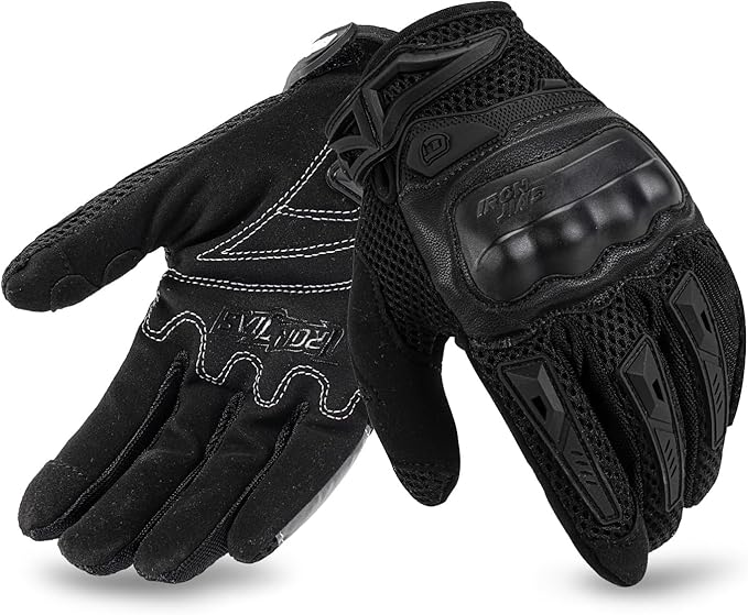 IRON JIA'S Motorcycle Gloves for Men and Women - Motorbike Powersports Racing Gloves with Hard Knuckle Touchscreen for BMX ATV MTB Riding (Black XXL)