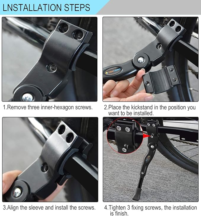 Bike Kickstand Adjustable Aluminium Alloy children Bicycle Kickstand Bike Side Kickstand Fit for 16" 18" 20" Kids Bike stand/Road Bike/BMX/MTB (Black for 16-18-20 inch bike)
