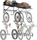 VEVOR Bike Storage Rack, 4 Bike Racks, Wall Mount Bike Storage Hanger with 2 Shelves, Home and Garage Organizer, Customizable for Various Bike Sizes, Adjustable Holder, Holds Up to 500 lbs, 63-inch