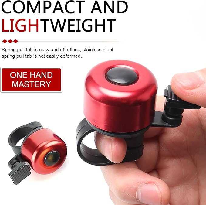 1-pack Clear Sound Brass Bicycle Bells, Crisp Loud Al Alloy Bicycle Bells, Universal for Mountain Bikes, Kids (Red #1)