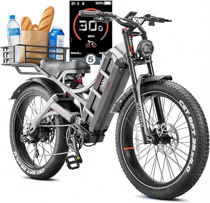 eAhora Romeo Pro 3/2 [2026] 46-50 Mph Electric Bike for Adults, Peak 5600W Dual Motor Ebike, 60V/52V 80Ah/70Ah 250 Miles Long Range E Bike, 26”*4.0 Fat Tire Air Full Suspension Off-Road E-Bike