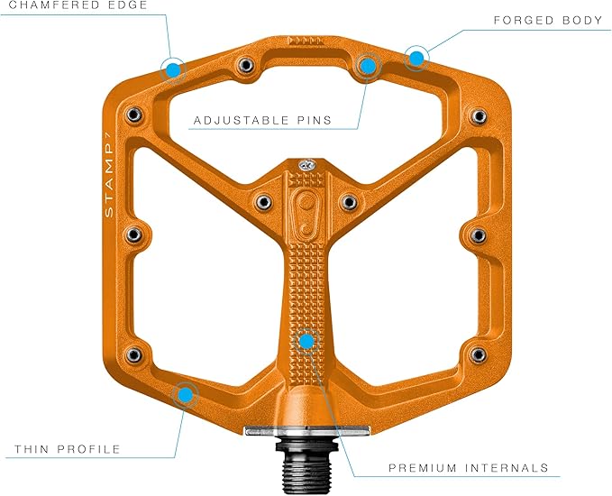 Crankbrothers Stamp Flat MTB Pedals - Size-Specific, Lightweight, Versatile, Durable Bike Pedals