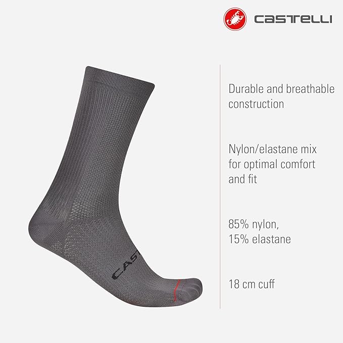 CASTELLI Men’s Espresso 18 Sock, Moisture Wicking Performance Cycling Apparel Sock for Road & Gravel Biking