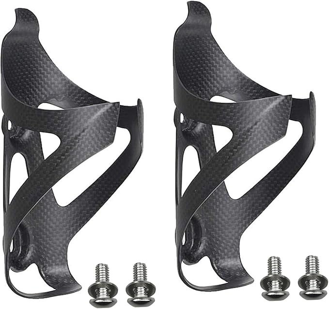 Water Bottle Cage, 3k Matte Full Carbon Fiber Lightweight and Strong Bicycle Water Bottle Holder Bike Cages Brackets - 2 Pcs
