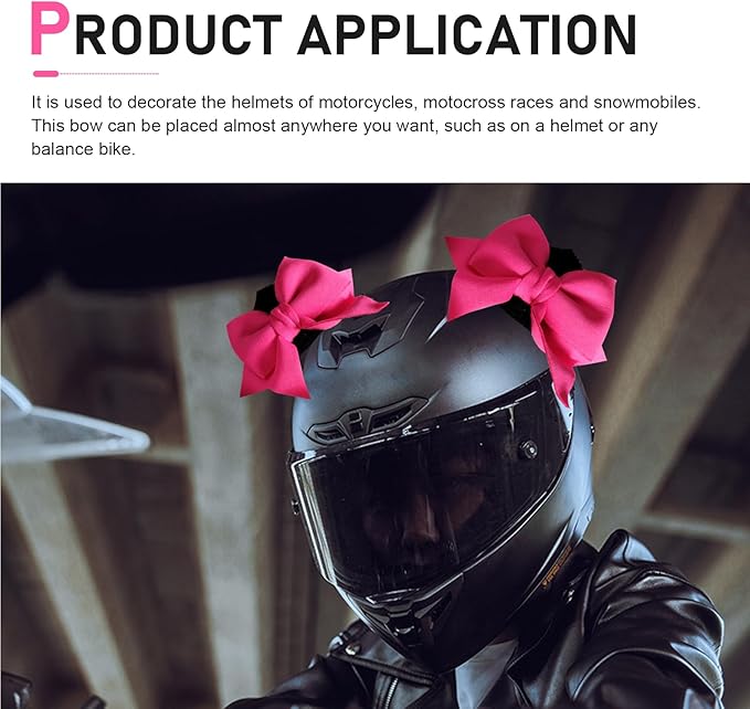 2 PCS Bow Cat Ears Helmet Decorations, Cute Plush Cat Ears Helmet Decor, Fun Detachable Decorative Accessories for Helmets, Universal for Motorcycle Bicycle Scooter Helmets (Red)