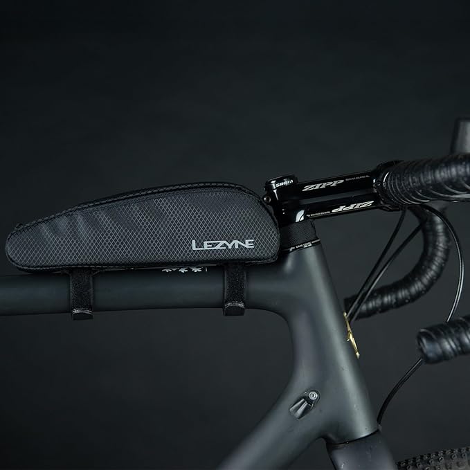 LEZYNE Energy Caddy Bicycle Frame Storage Bag - Water-Resistant Bike Top Tube Organizer with Zipper Closure, 3-Point Attachment