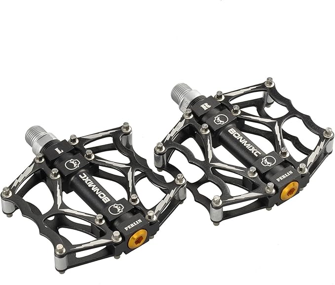Bike Pedals 9/16" Skull Pattern Mountain Bike Pedals Sealed Bearing Bicycle Pedals Aluminum Alloy Flat Road Bike Pedals