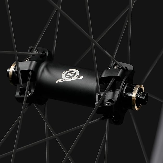 Superteam Carbon Wheelset 700c Rim V Brake 50mm Depth 25mm Width Road Bike Wheels Matte Finish, Tubeless Ready Support for 8-12 Speed Clincher & Tubeless