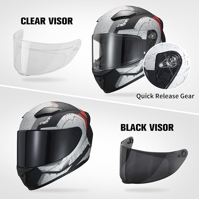 Full Face Motorcycle Helmet WS-607 DOT Approved Motorbike Racing Street Bike Helmets for Adults with Visor