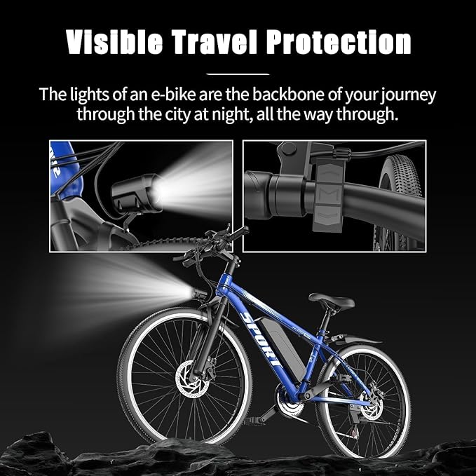 ASKGO Electric Bike for Adults, 1500W Peak Motor, 25Mph, 65Miles, 48V 10AH Removable Battery, 26“ Mountain Ebike with 7-Speed Gear for Beach Snow Commuter