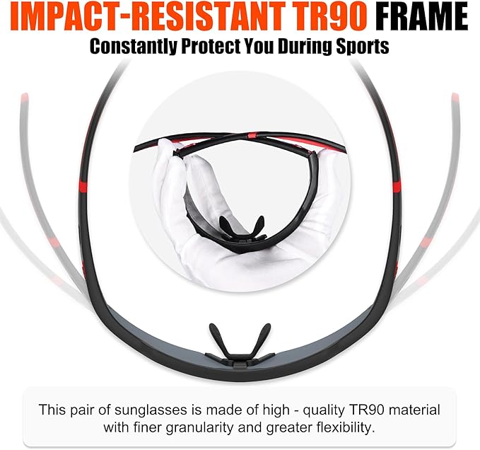 X-TIGER Polarized Cycling Glasses with 5 Interchangeable Lenses,MTB Biking Baseball Running Sports Sunglasses for Men Women